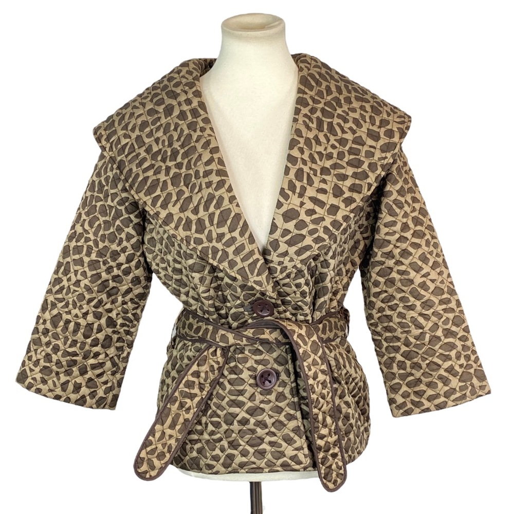 Bushwacker quilted animal print belted blazer jacket size M